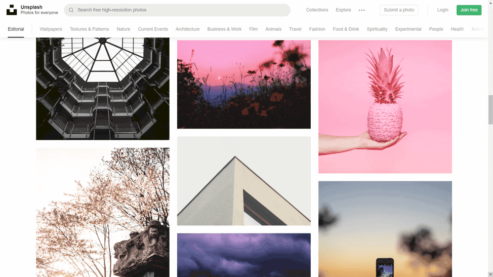 Unsplash min Unsplash collection of free stock photos for blogs